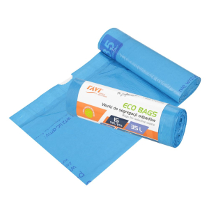 Worki do segregacji odpadów z taśmą ECO BAGS 35L niebieskie 15 sztuk RAVI